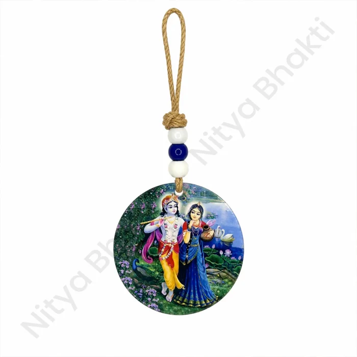 Radha Krishna Glass Car Hanging | Radha Rani Krishna Rear View Mirror Hanging | Spiritual Car Decor